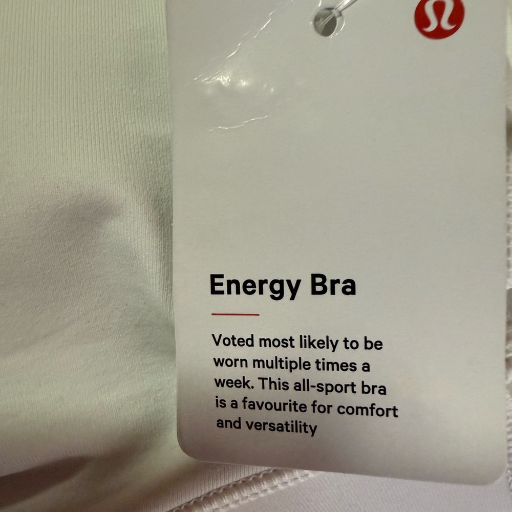 Lululemon Energy Bra, Size 10, White, NWT - Picture 7 of 7